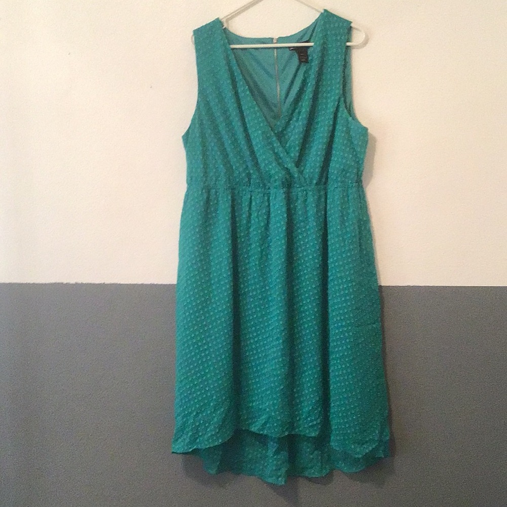 H2 Size 18/20 Lane Bryant Teal Sleeveless V-Neck Midi Dress